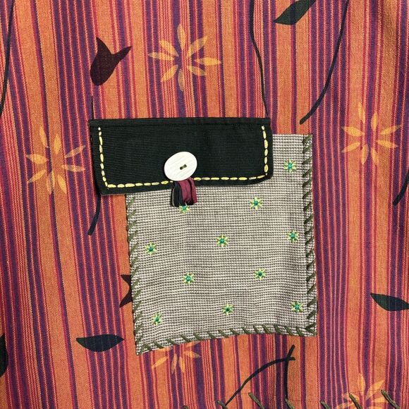 Vtg Up Cycled Patchwork Jacket XL Embroidered Lagenlook Teacher Pockets Oversize - Picture 14 of 16